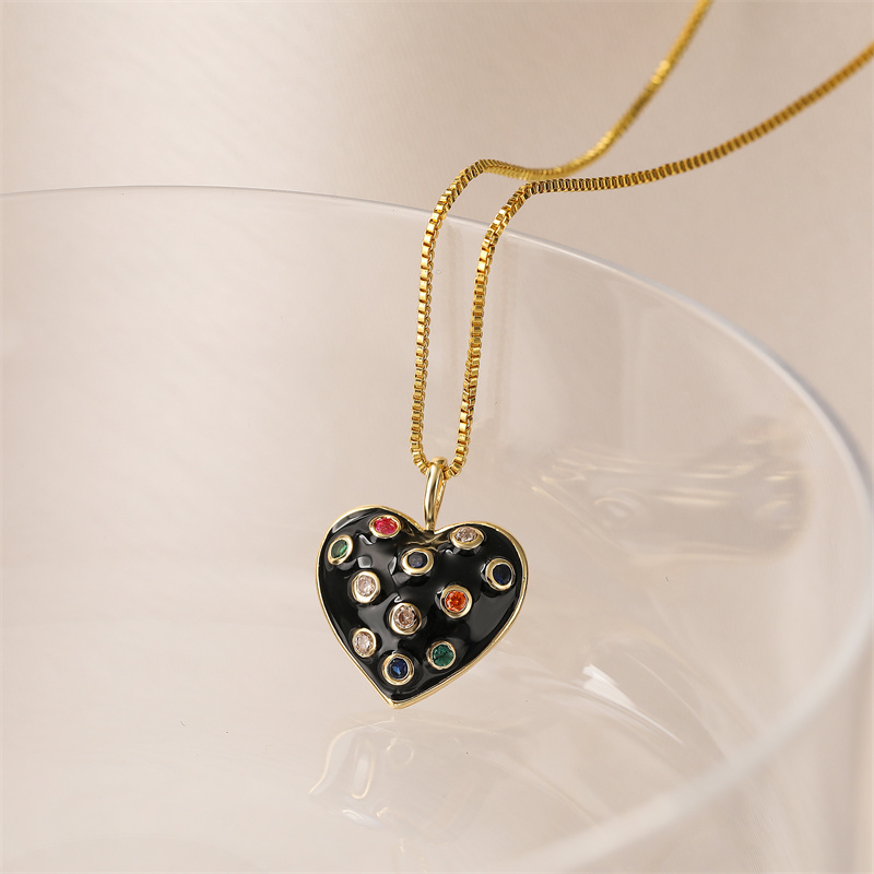 Ig Style Simple Style Heart Shape Copper Gold Plated Zircon Pendant Necklace In Bulk display picture 7