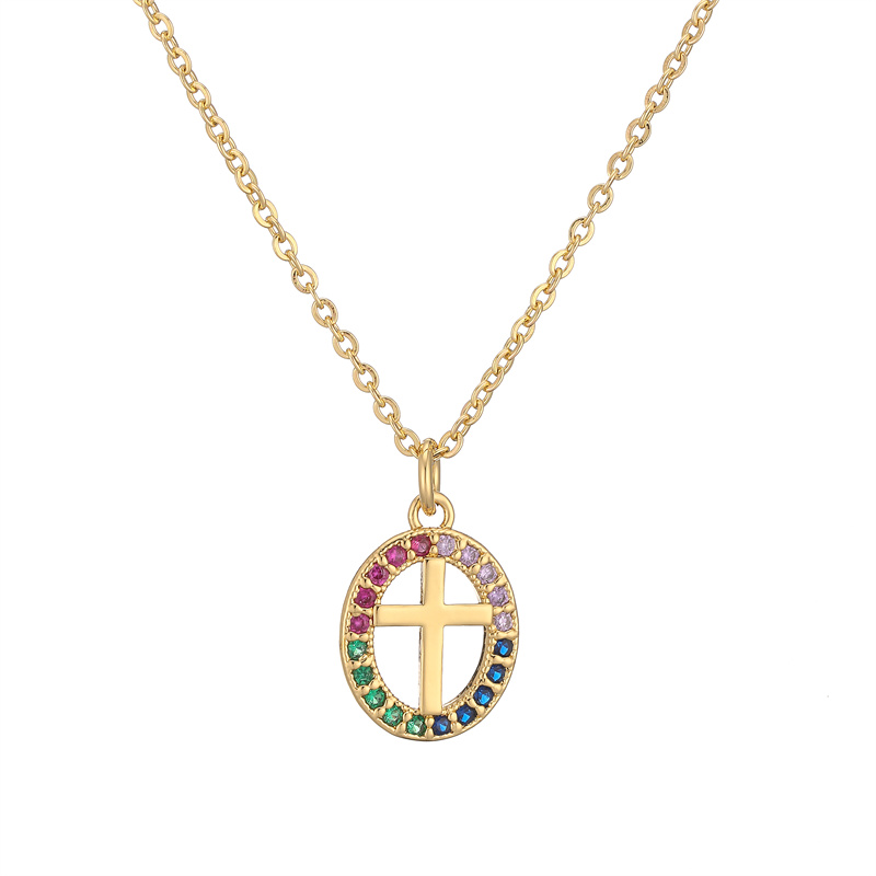 Ig Style Simple Style Cross Copper Plating Inlay Zircon Gold Plated Pendant Necklace display picture 12