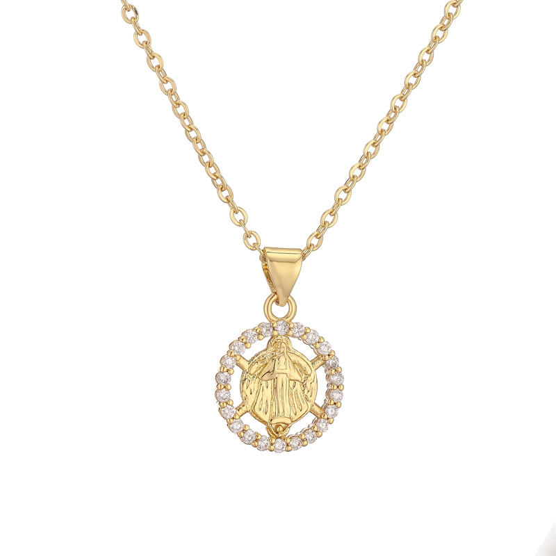 Ig Style Simple Style Cross Copper Plating Inlay Zircon Gold Plated Pendant Necklace display picture 11