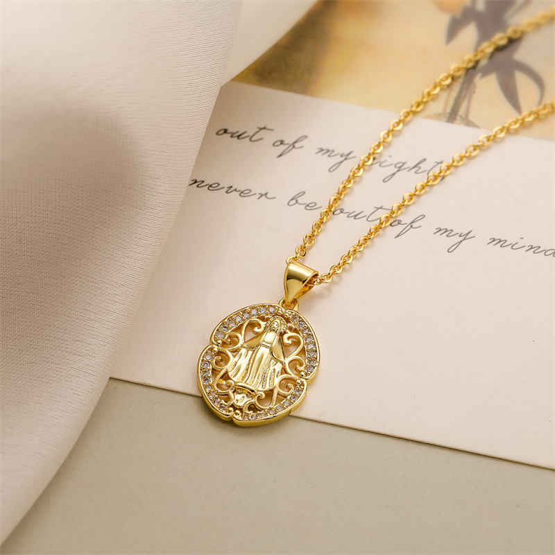 Ig Style Simple Style Cross Copper Plating Inlay Zircon Gold Plated Pendant Necklace display picture 8