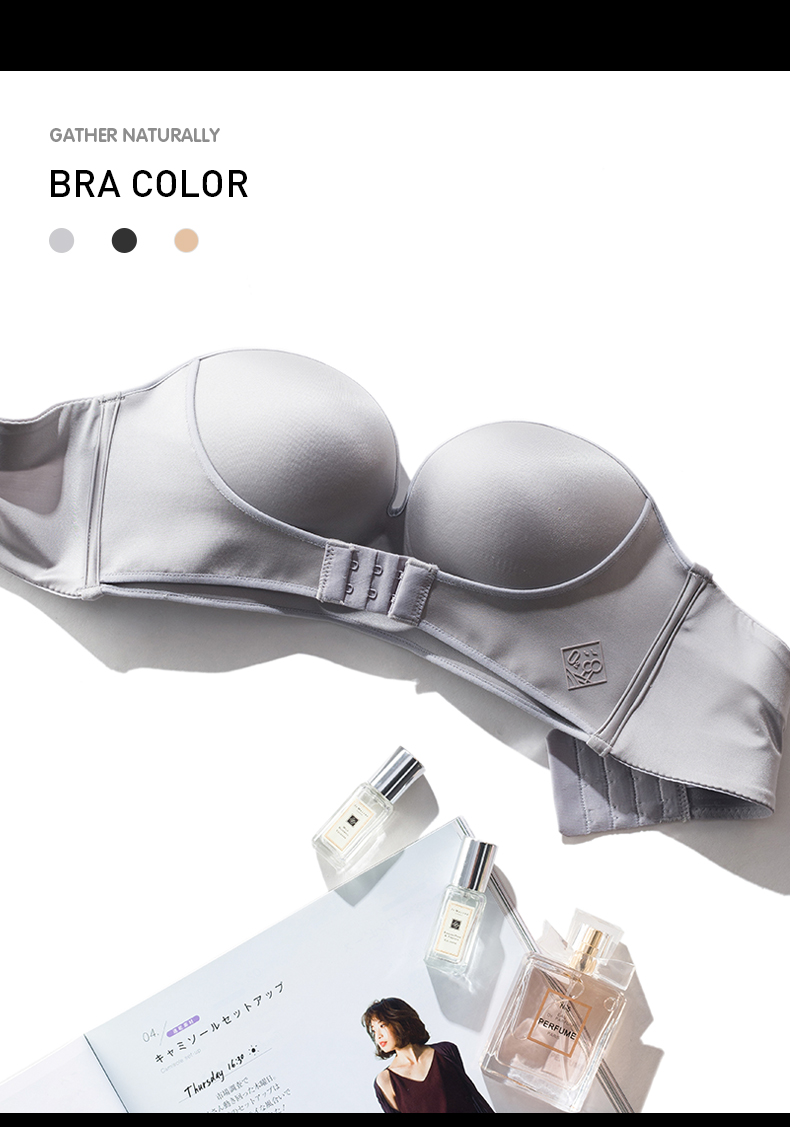 Solid Color Tube Bra Sexy Gather Bra display picture 12