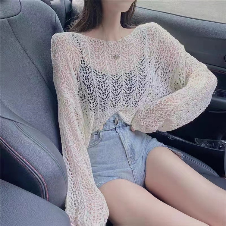 Women's Sweater Long Sleeve Sweaters & Cardigans Hollow Out Casual Solid Color display picture 5