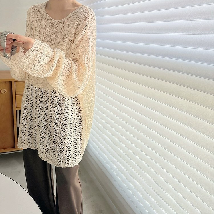 Women's Sweater Long Sleeve Sweaters & Cardigans Hollow Out Casual Solid Color display picture 7