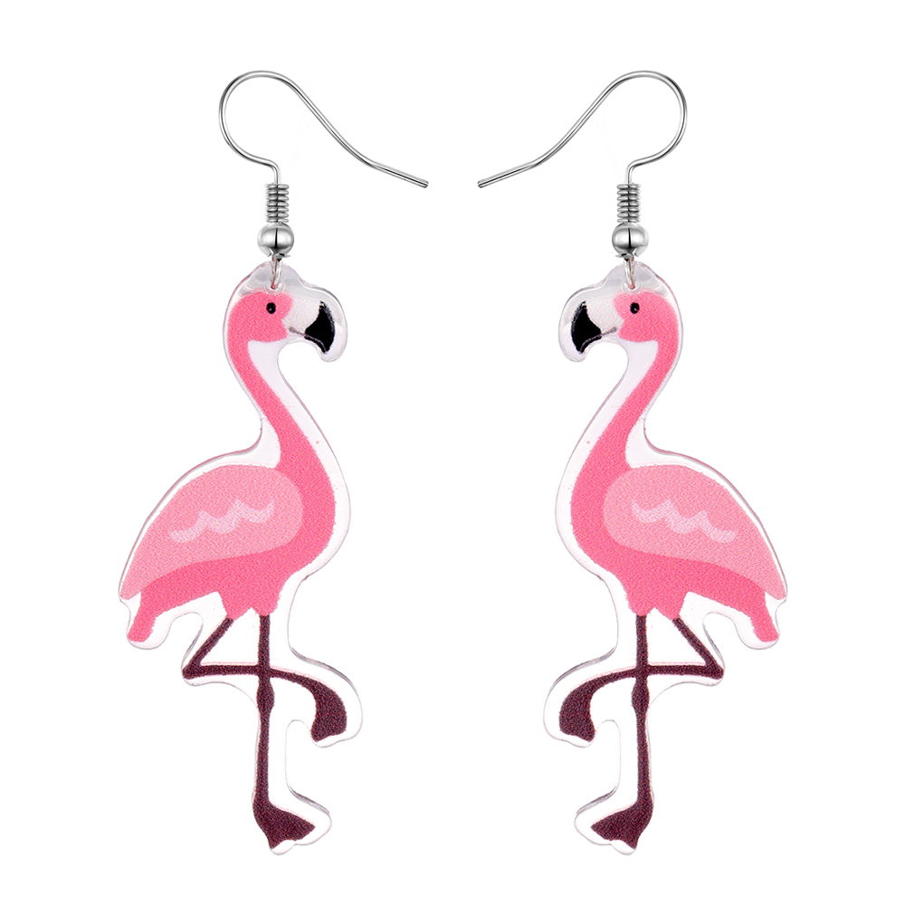 Großhandel Schmuck Süß Einfacher Stil Flamingo Aryl Tropfenohrringe display picture 1