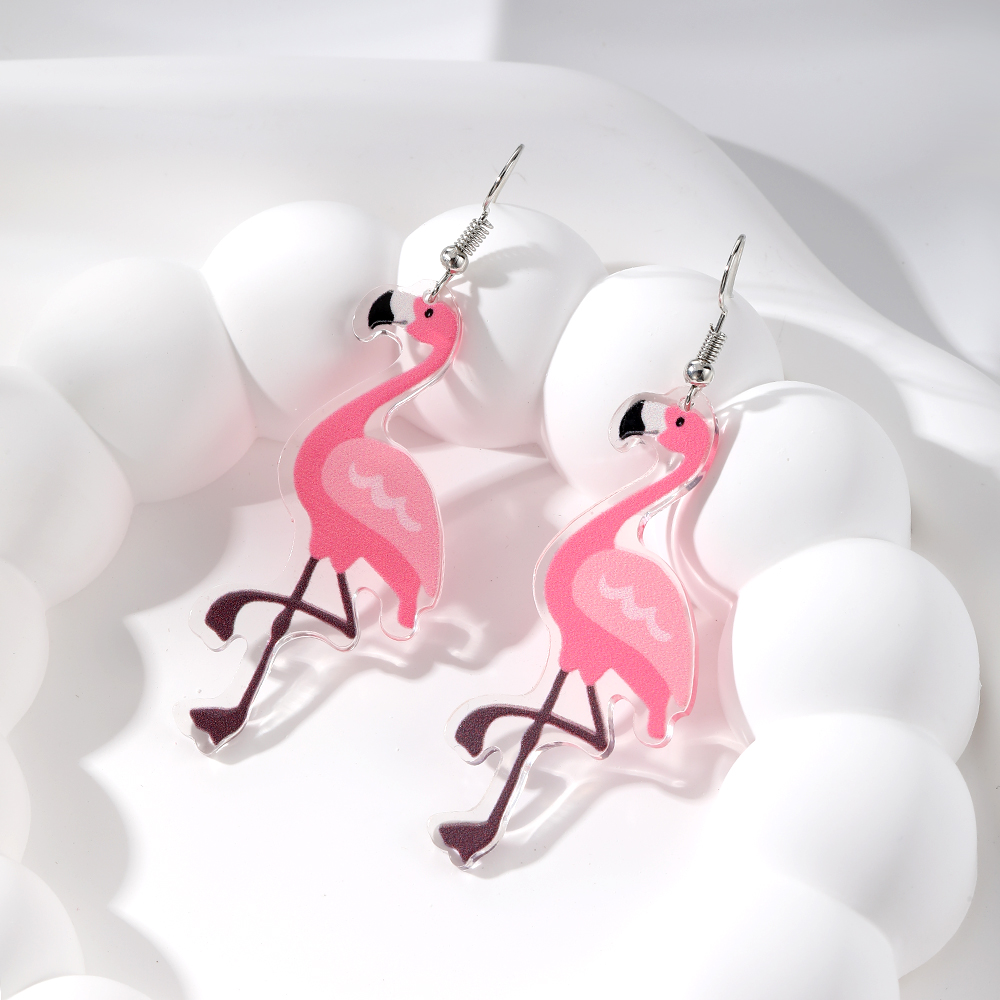 Großhandel Schmuck Süß Einfacher Stil Flamingo Aryl Tropfenohrringe display picture 3
