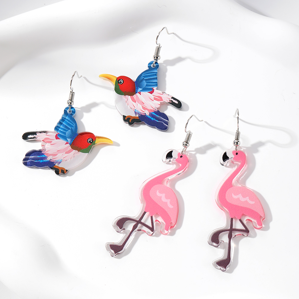 Wholesale Jewelry Cute Simple Style Flamingo Arylic Drop Earrings display picture 4