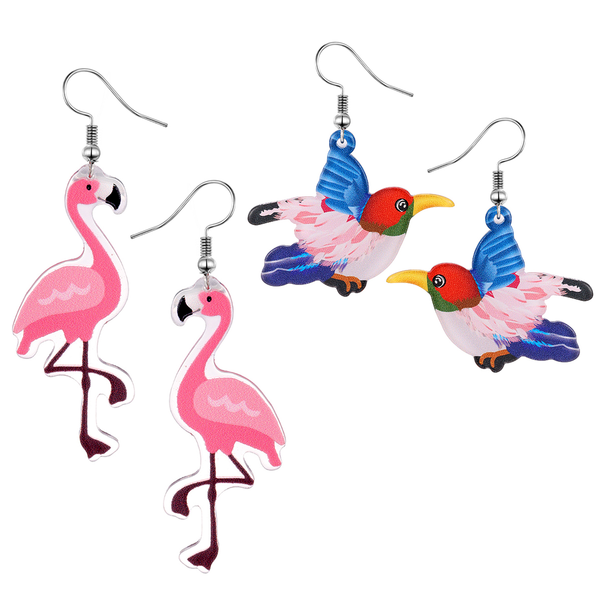 Großhandel Schmuck Süß Einfacher Stil Flamingo Aryl Tropfenohrringe display picture 6