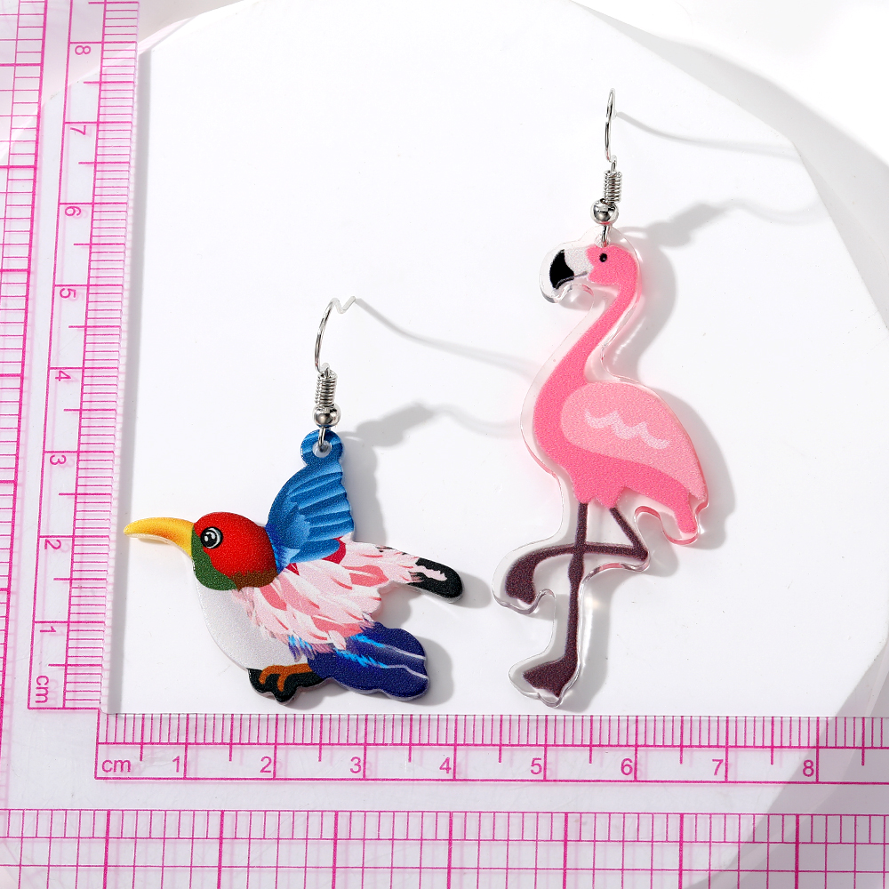 Großhandel Schmuck Süß Einfacher Stil Flamingo Aryl Tropfenohrringe display picture 7