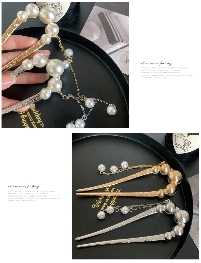 Elegant Classical Geometric Imitation Pearl Alloy Plating Hairpin display picture 2