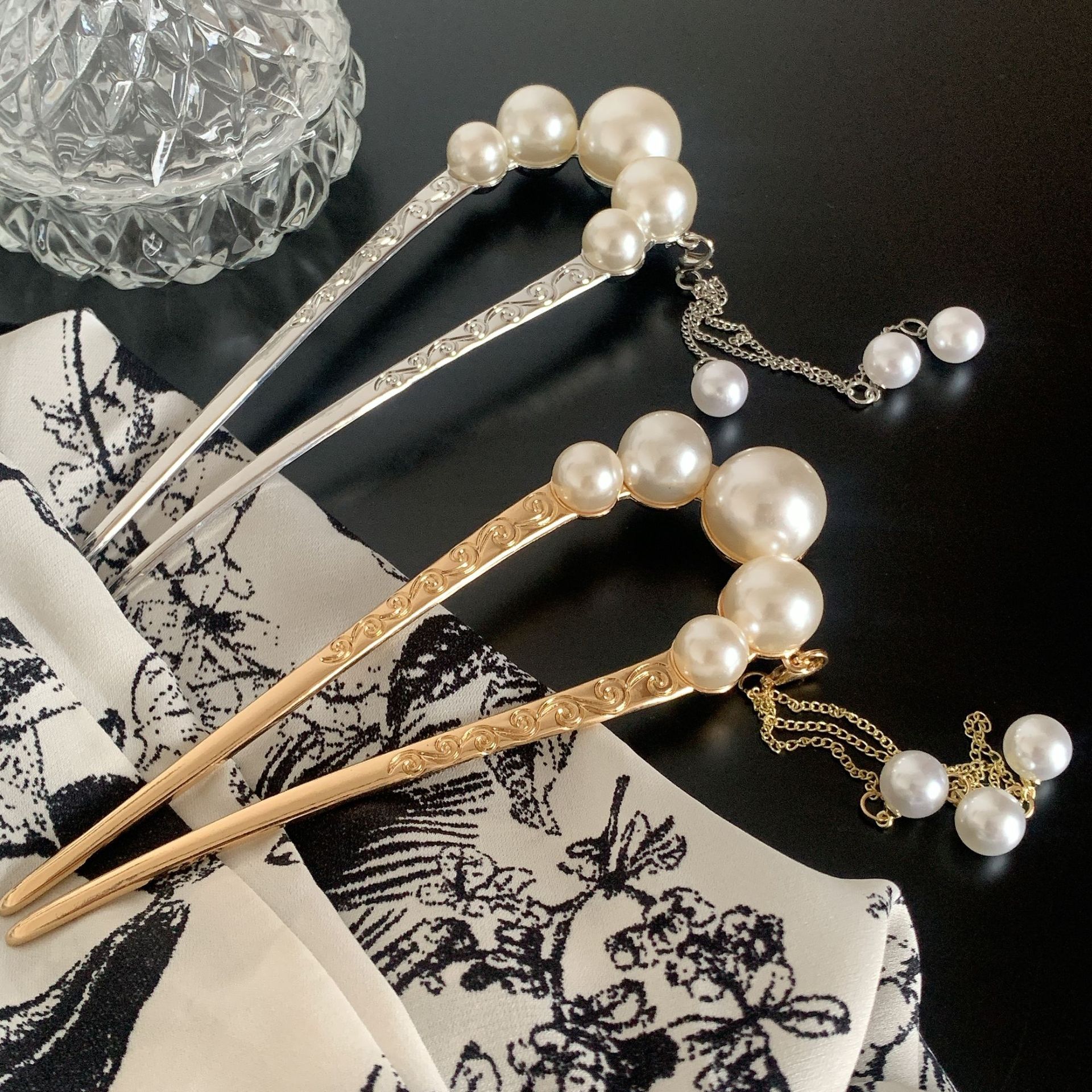 Elegant Classical Geometric Imitation Pearl Alloy Plating Hairpin display picture 5