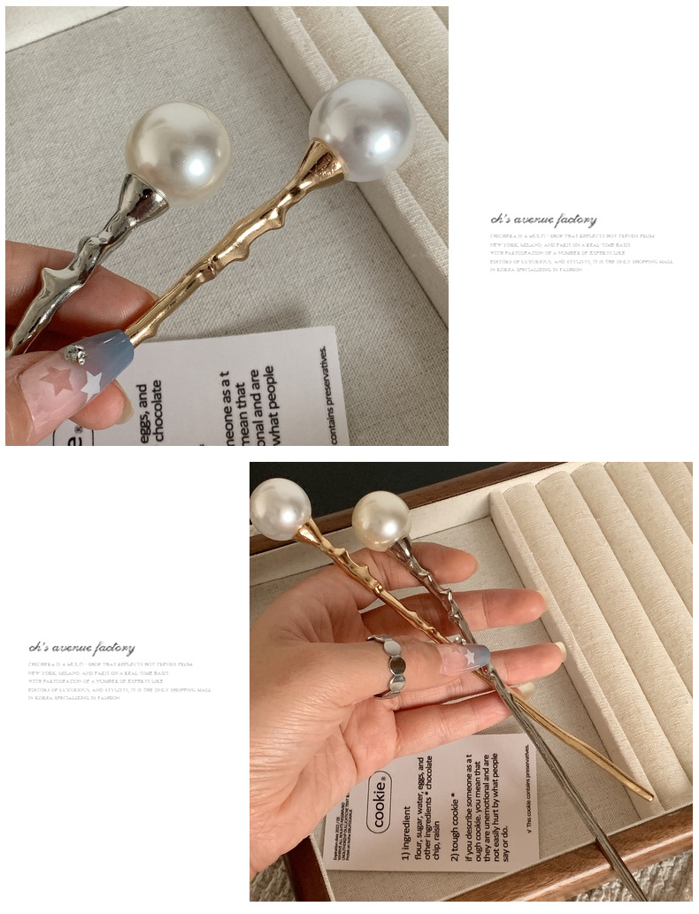 Elegant Lady Geometric Imitation Pearl Alloy Plating Hairpin display picture 2