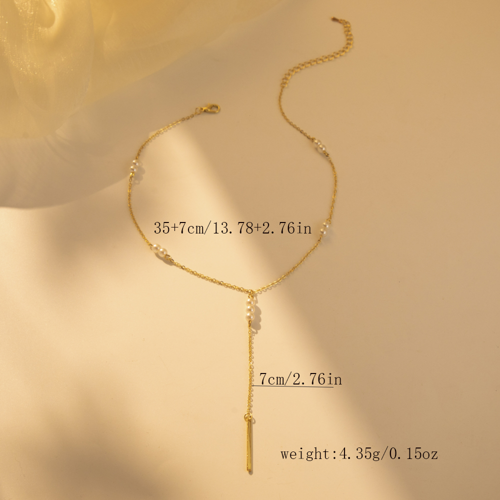 Sweet Simple Style Solid Color Imitation Pearl Copper Plating Gold Plated Necklace display picture 1