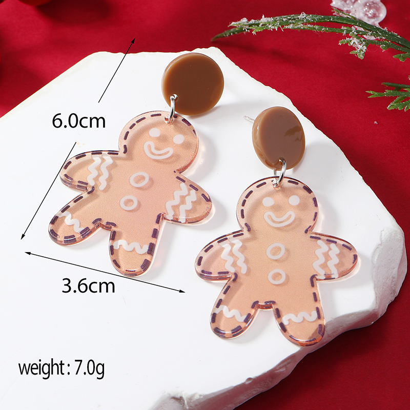 Wholesale Jewelry Cartoon Style Snowman Arylic Painted Drop Earrings display picture 2