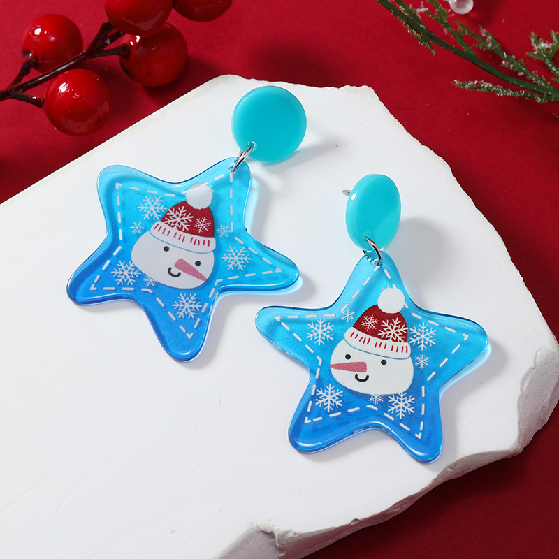 Wholesale Jewelry Cartoon Style Snowman Arylic Painted Drop Earrings display picture 7