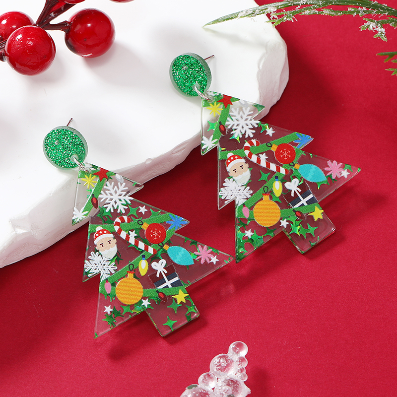 Wholesale Jewelry Cartoon Style Snowman Arylic Painted Drop Earrings display picture 12