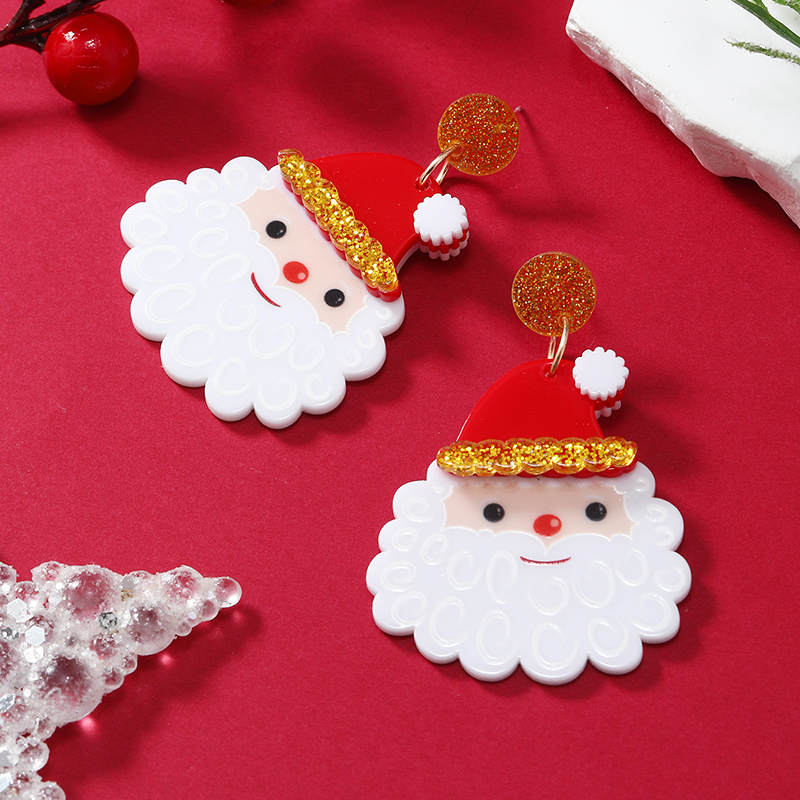 Wholesale Jewelry Cartoon Style Snowman Arylic Painted Drop Earrings display picture 17