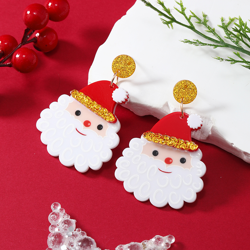 Wholesale Jewelry Cartoon Style Snowman Arylic Painted Drop Earrings display picture 16