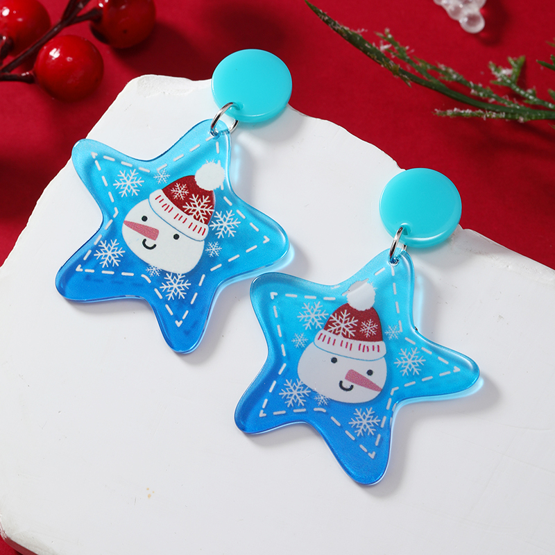 Wholesale Jewelry Cartoon Style Snowman Arylic Painted Drop Earrings display picture 6