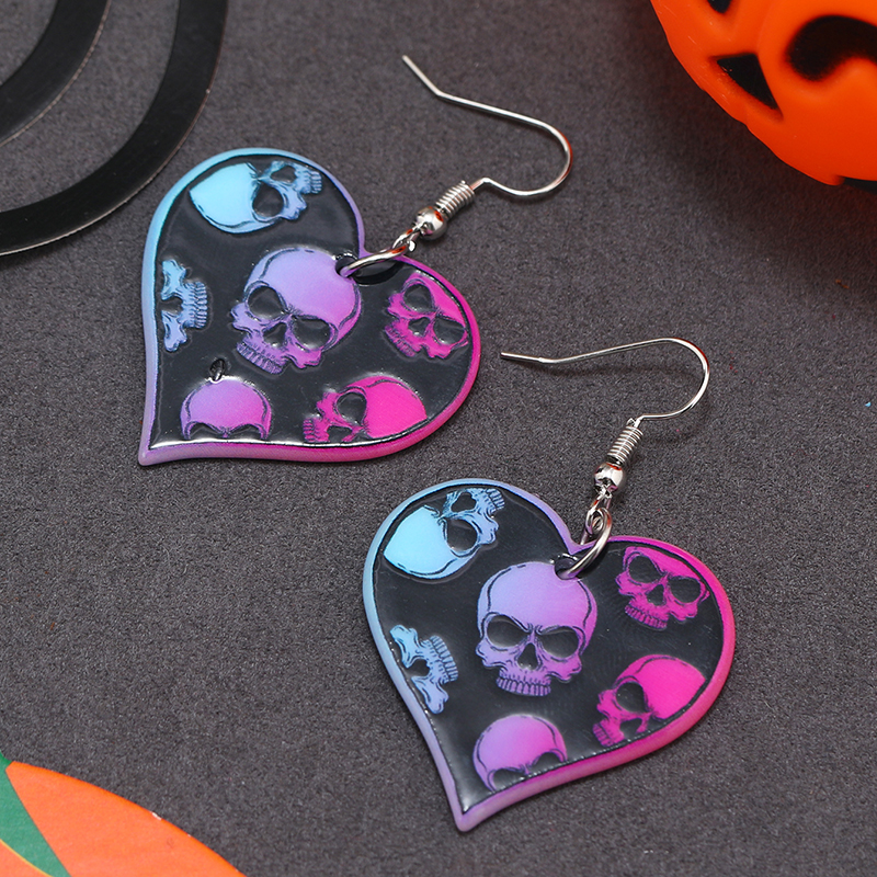 Wholesale Jewelry Retro Letter Skull Arylic Painted Drop Earrings display picture 17