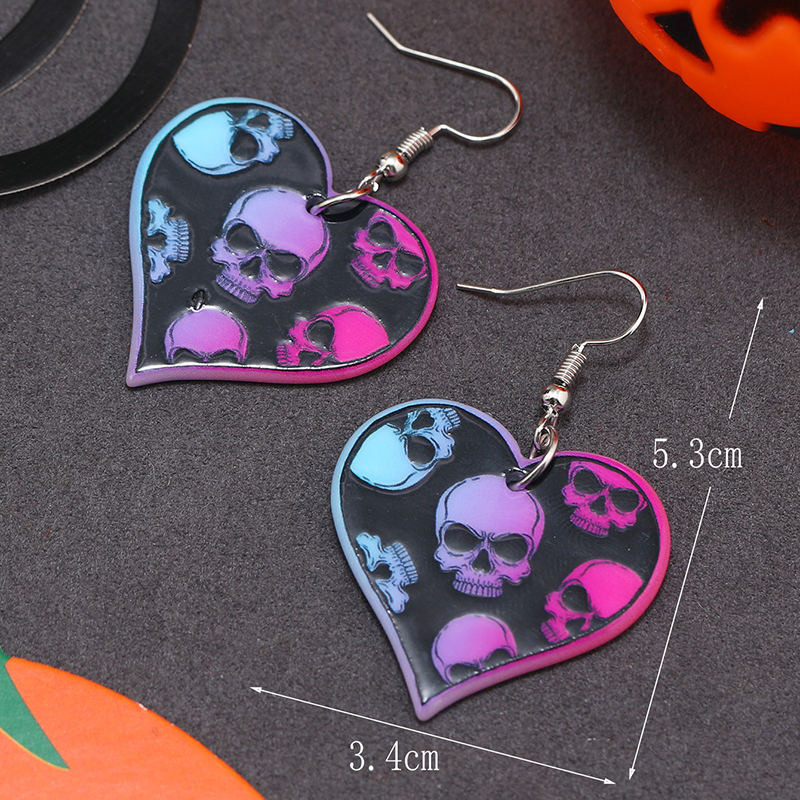 Wholesale Jewelry Retro Letter Skull Arylic Painted Drop Earrings display picture 20