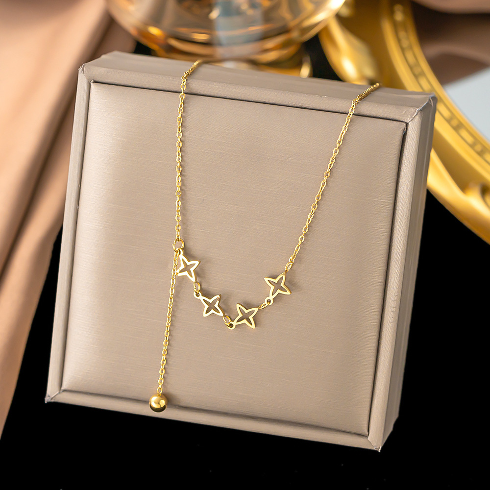 Acero Inoxidable 304 Chapados en oro de 18k Elegante Estilo Simple Enchapado Estrella Collar display picture 1