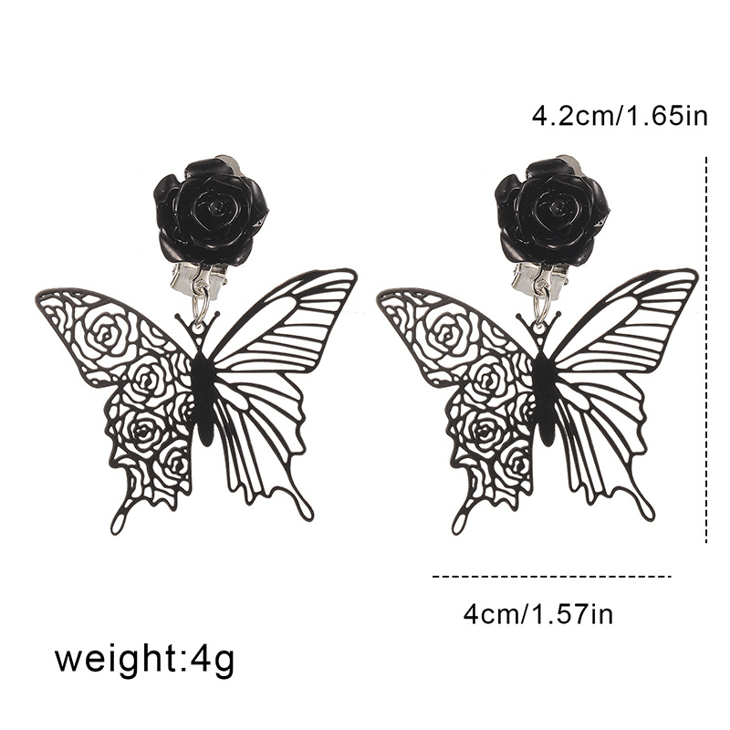 1 Pair Vintage Style Exaggerated Simple Style Rose Butterfly Hollow Out Alloy Ear Cuffs display picture 1