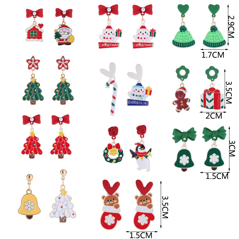 Wholesale Jewelry Cartoon Style Christmas Tree Santa Claus Alloy Plating Drop Earrings display picture 1