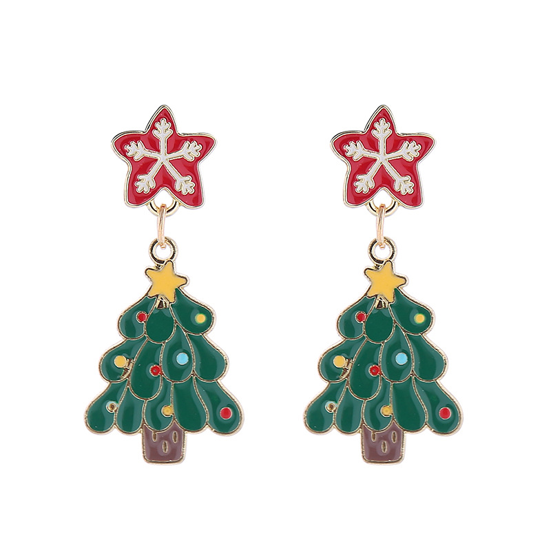 Wholesale Jewelry Cartoon Style Christmas Tree Santa Claus Alloy Plating Drop Earrings display picture 3
