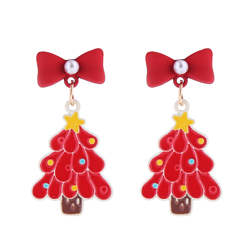 Wholesale Jewelry Cartoon Style Christmas Tree Santa Claus Alloy Plating Drop Earrings display picture 8