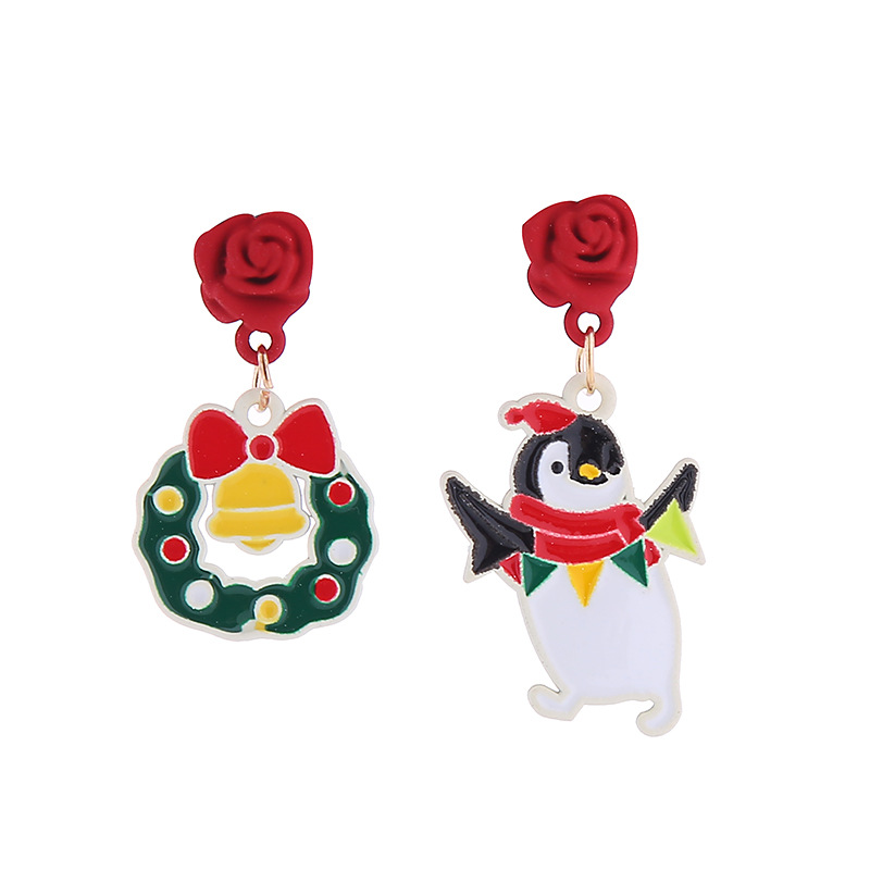 Wholesale Jewelry Cartoon Style Christmas Tree Santa Claus Alloy Plating Drop Earrings display picture 10