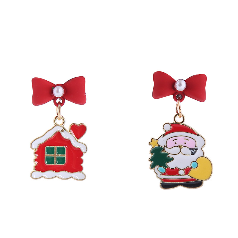 Wholesale Jewelry Cartoon Style Christmas Tree Santa Claus Alloy Plating Drop Earrings display picture 13