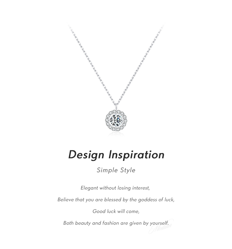 Ig-stil Elegant Runden Sterling Silber Überzogen Mit Rhodium Zirkon Halskette In Masse display picture 2