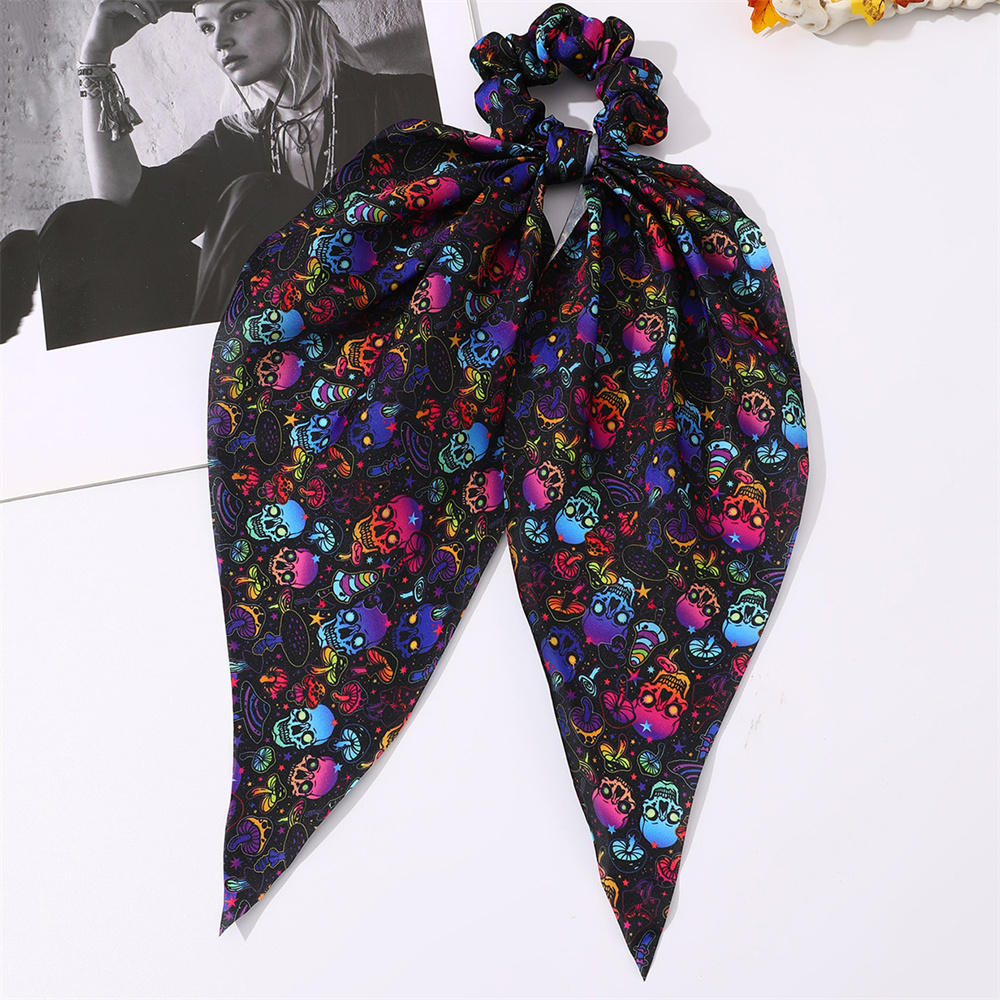 Women's Hip-hop Funny Flower Skull Cloth Printing And Dyeing Hair Tie display picture 2