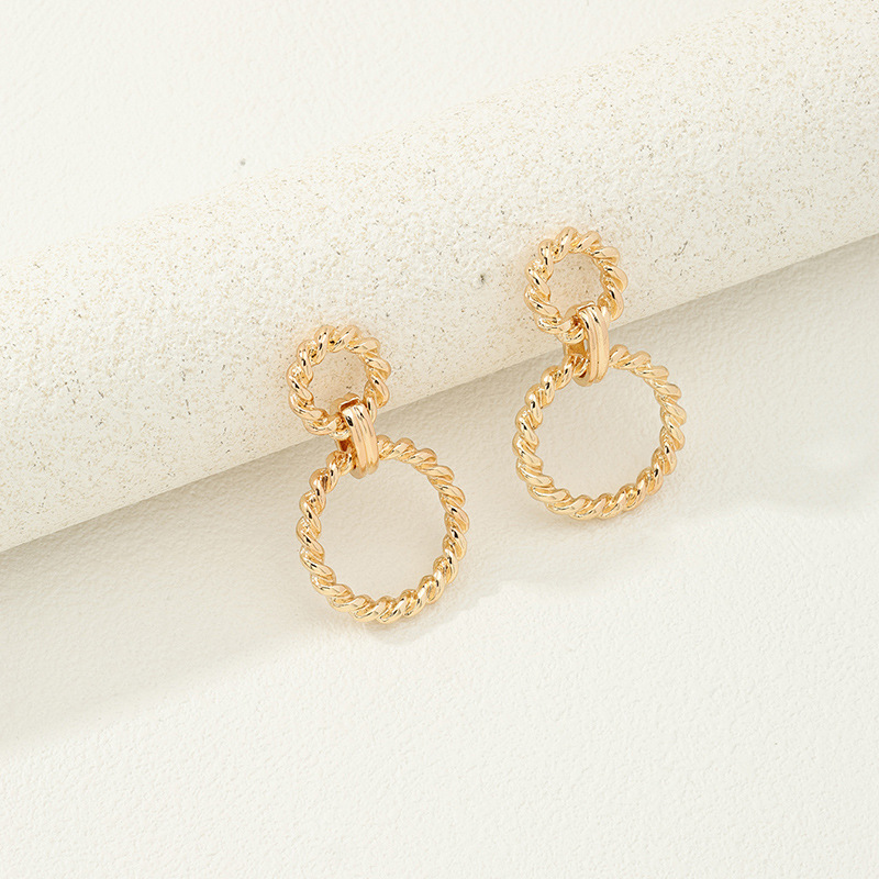 Wholesale Jewelry Simple Style Solid Color Zinc Alloy Gold Plated Plating Drop Earrings display picture 4
