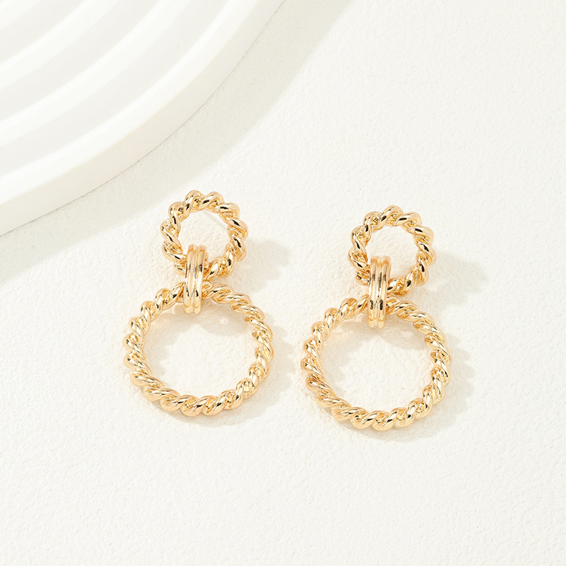 Wholesale Jewelry Simple Style Solid Color Zinc Alloy Gold Plated Plating Drop Earrings display picture 5