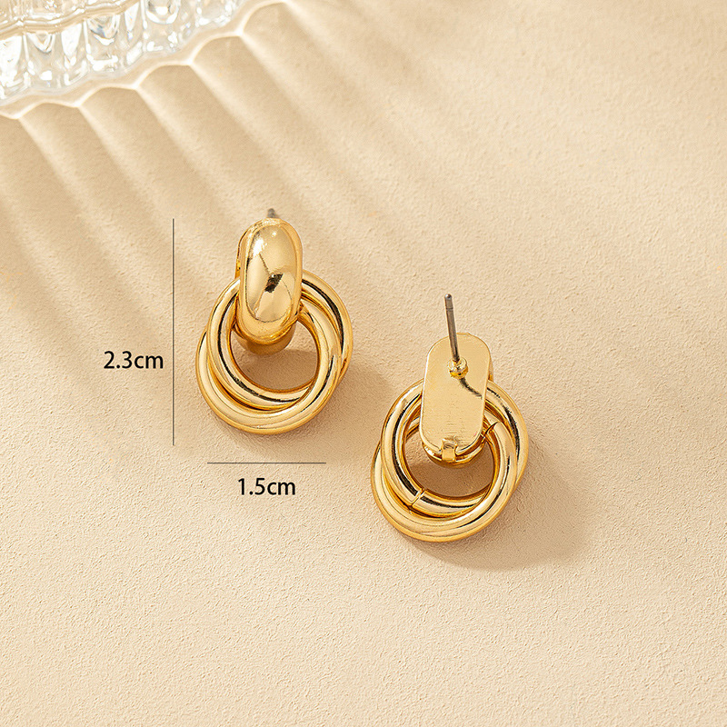Wholesale Jewelry Simple Style Solid Color Metal Gold Plated Plating Drop Earrings display picture 1