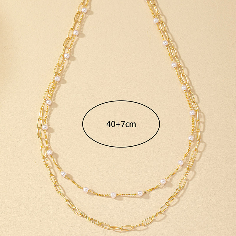 Simple Style Solid Color Imitation Pearl Patchwork Women's Double Layer Necklaces display picture 1