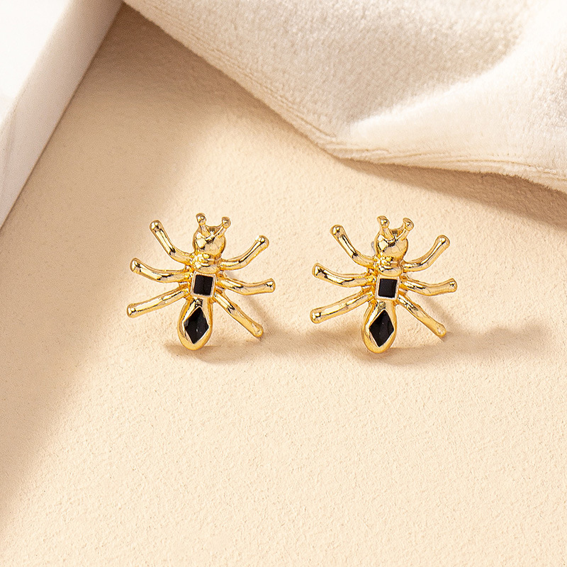 1 Pair Simple Style Ants Enamel Alloy Ear Studs display picture 3