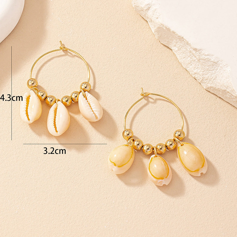 1 Pair Simple Style Shell Patchwork Alloy Drop Earrings display picture 1