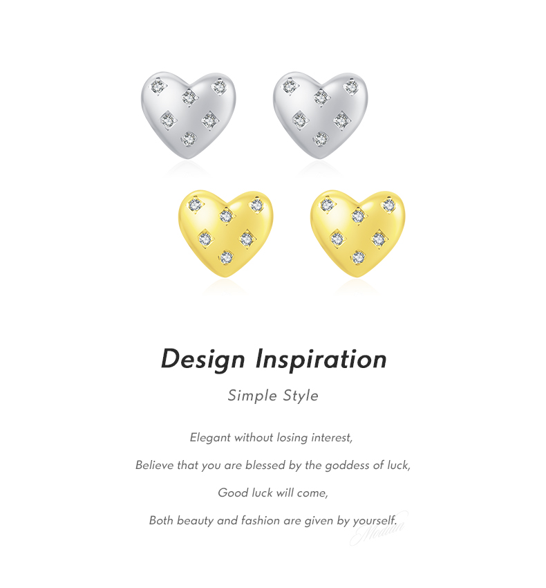 1 Pair Ig Style Elegant Sweet Heart Shape Plating Inlay Sterling Silver Zircon Rhodium Plated Ear Studs display picture 2