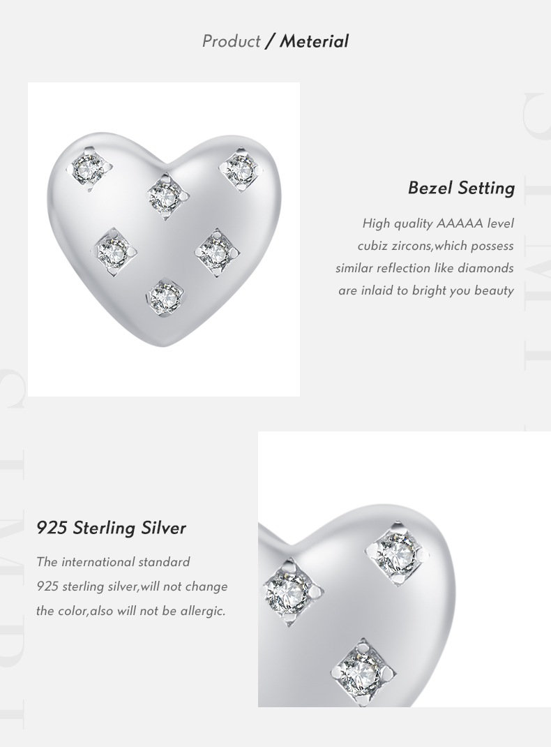 1 Pair Ig Style Elegant Sweet Heart Shape Plating Inlay Sterling Silver Zircon Rhodium Plated Ear Studs display picture 3