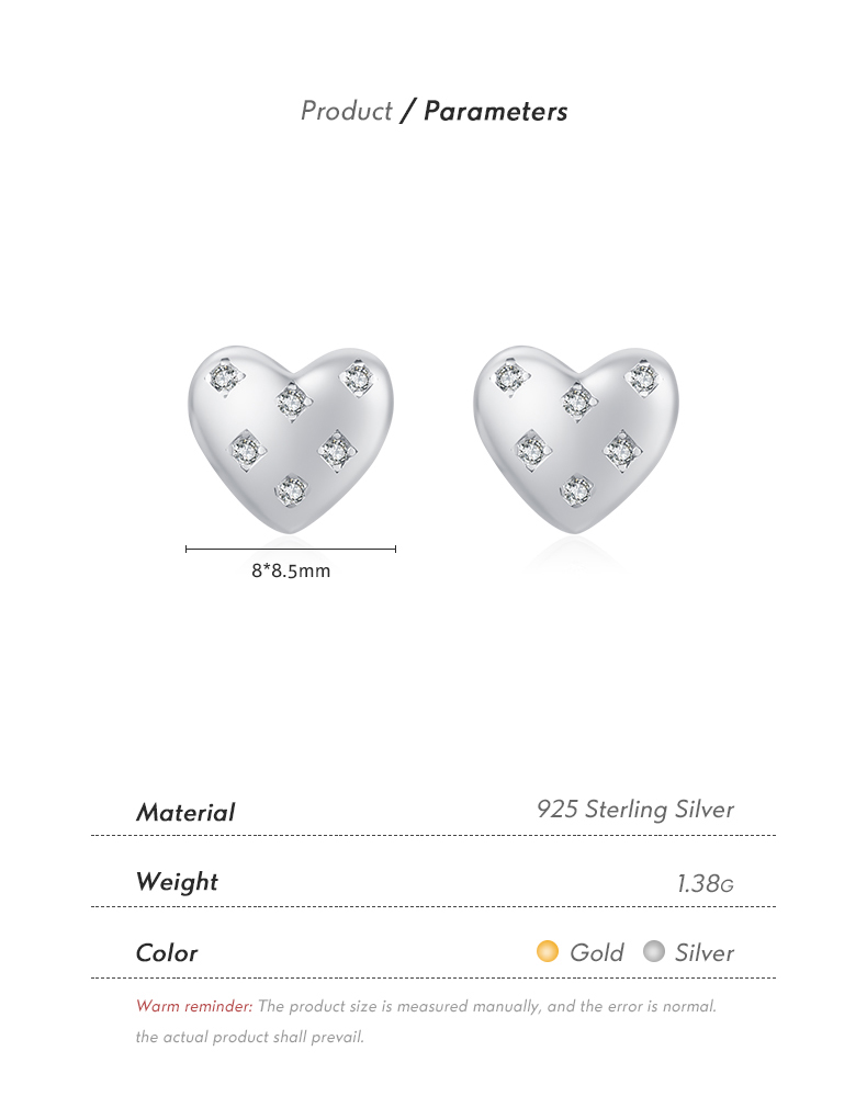 1 Pair Ig Style Elegant Sweet Heart Shape Plating Inlay Sterling Silver Zircon Rhodium Plated Ear Studs display picture 4