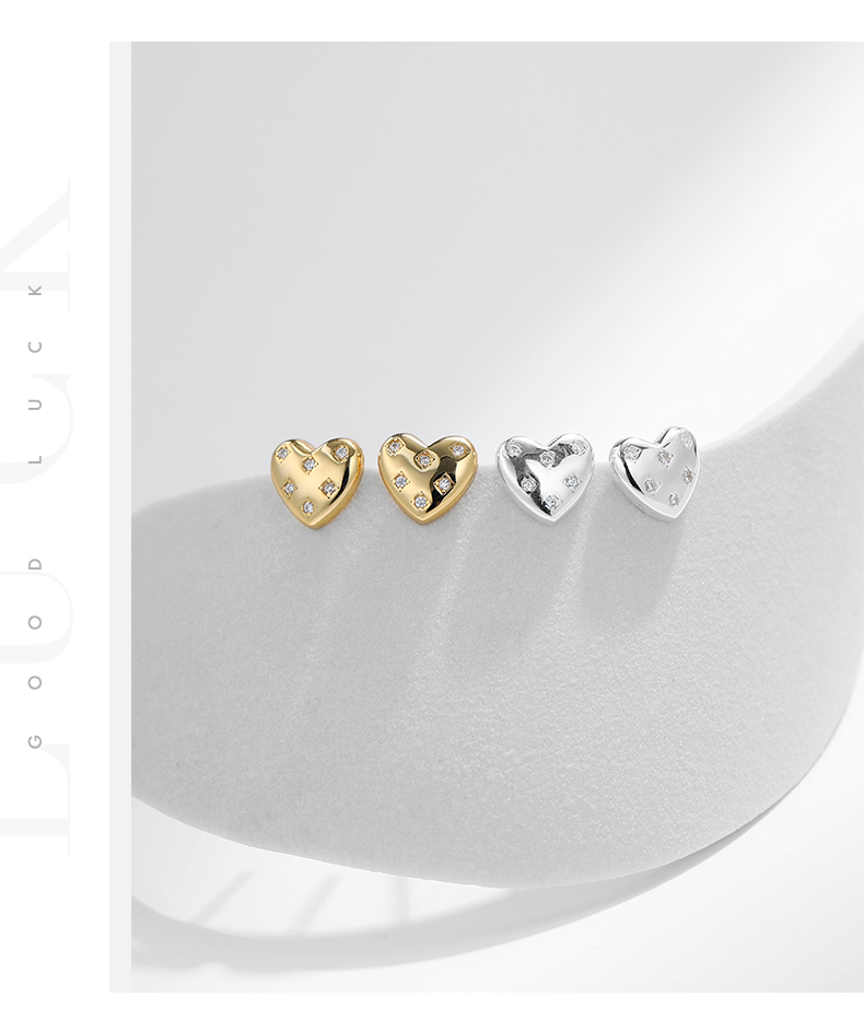 1 Pair Ig Style Elegant Sweet Heart Shape Plating Inlay Sterling Silver Zircon Rhodium Plated Ear Studs display picture 6