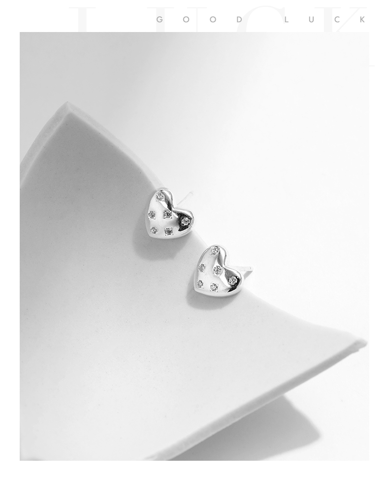 1 Pair Ig Style Elegant Sweet Heart Shape Plating Inlay Sterling Silver Zircon Rhodium Plated Ear Studs display picture 7
