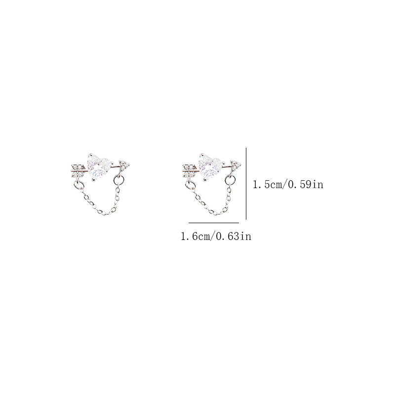 1 Pair Japanese Style Sweet Korean Style Heart Shape Inlay Alloy Zircon Ear Studs display picture 5