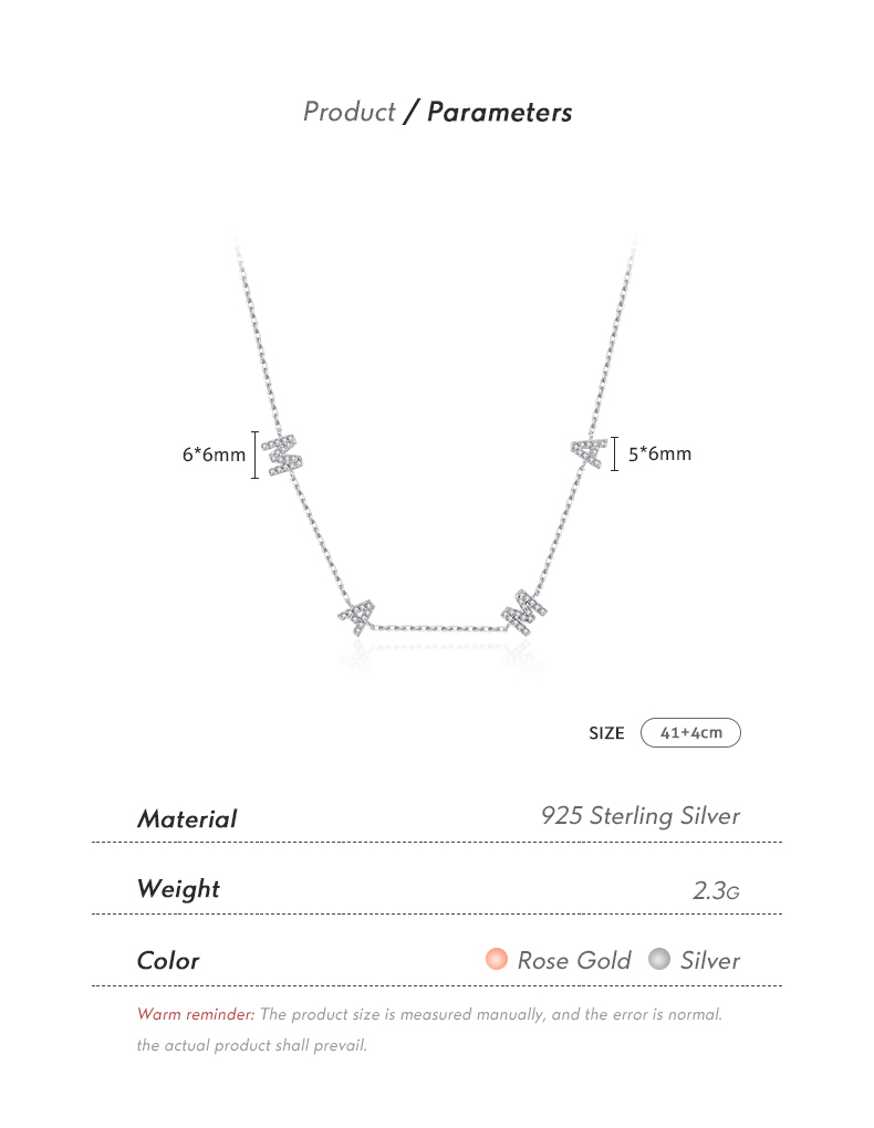 Ig Style Elegant Lady Letter Sterling Silver Rose Gold Plated Rhodium Plated Zircon Necklace In Bulk display picture 4