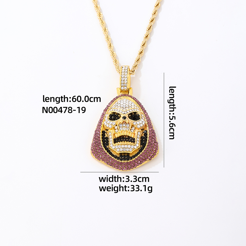Hip-Hop Vintage Style Rock Geometric 304 Stainless Steel Copper Plating Inlay Zircon K Gold Plated Men'S Pendant Necklace display picture 7