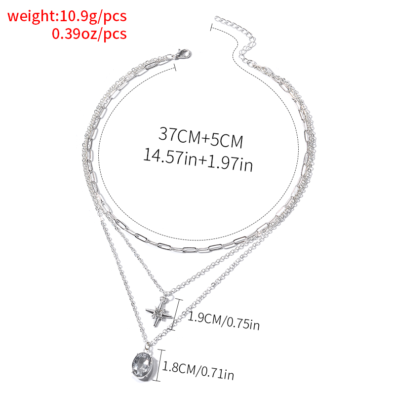 Einfacher Stil Pendeln Stern Oval Strasssteine Legierung Großhandel Dreilagige Halskette display picture 6