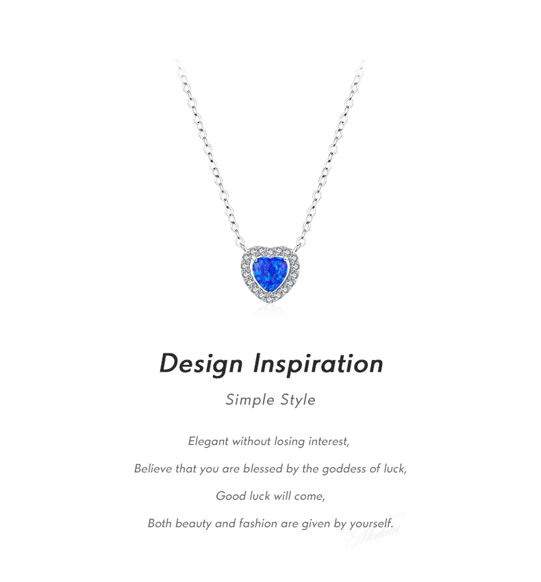 Ig Style Elegant Commute Heart Shape Sterling Silver Rhodium Plated Opal Necklace In Bulk display picture 2