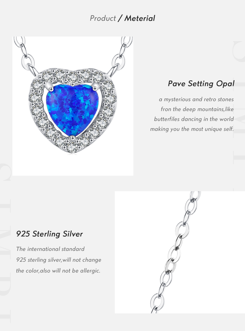 Ig Style Elegant Commute Heart Shape Sterling Silver Rhodium Plated Opal Necklace In Bulk display picture 3